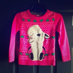Cute girls alpaca/llama sweater w/ sequins.
